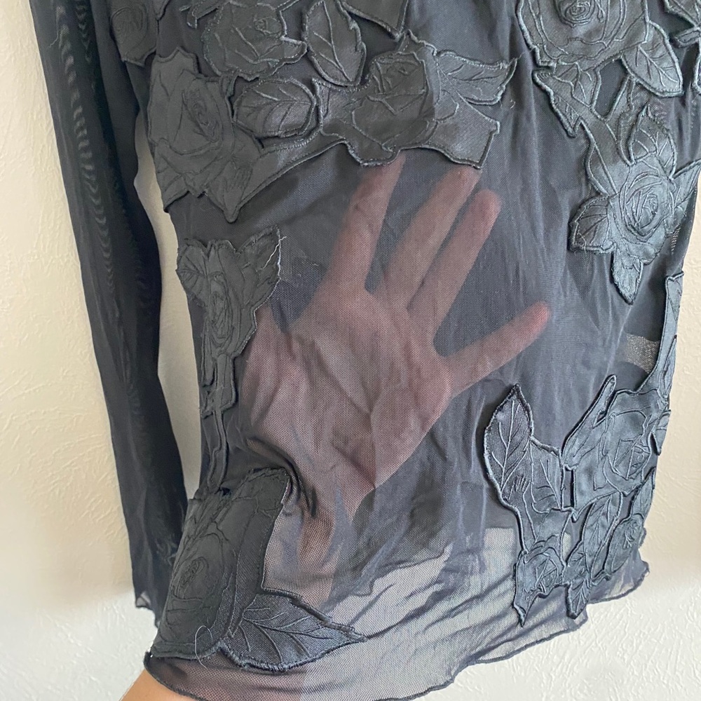 Topshop Unique Mesh and Appliqué Floral Top - Picture 2 of 5